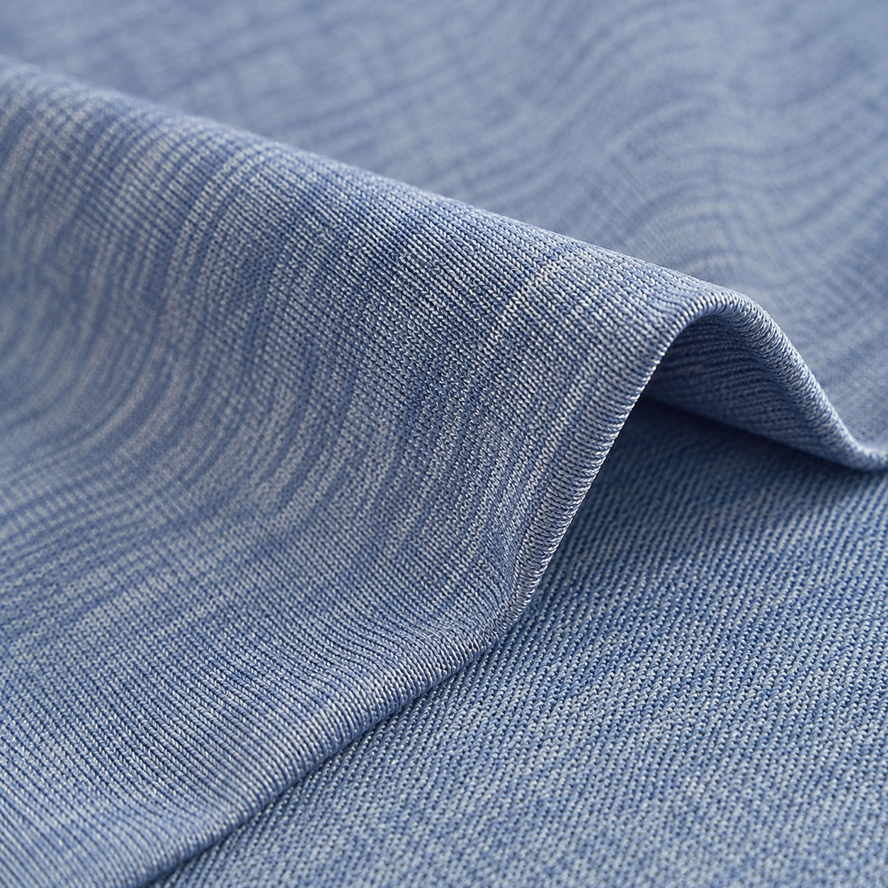 Close-up of Moonchill Blue Heather cool-touch fabric weave